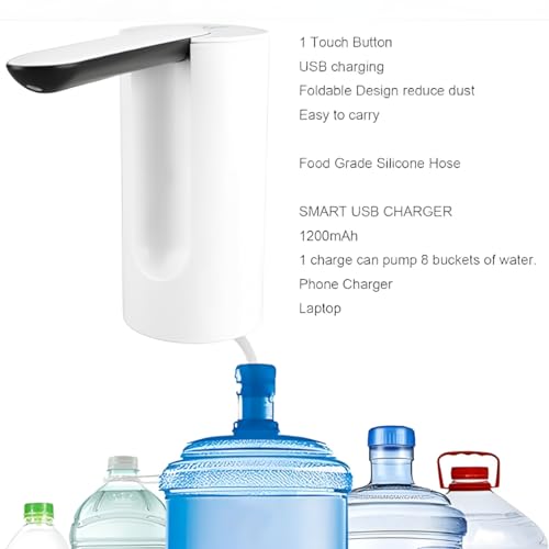 Image of Oblivion Automatic Water Dispenser Pump | Portable Wireless Water Pump with Rechargeable Battery | Mini Drinking Water Pump for Bottles | Low Noise, Easy to Use, USB Charging (Pack of 1)
