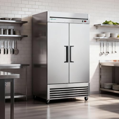 Image of 54 inch Commercial Freezer, Upright Freezer with 2 Solid Door, -8℉~0℉, 45 Cu.Ft Reach-in Freezer, Stainless Steel Interior and Exterior Construction, ETL and DOE