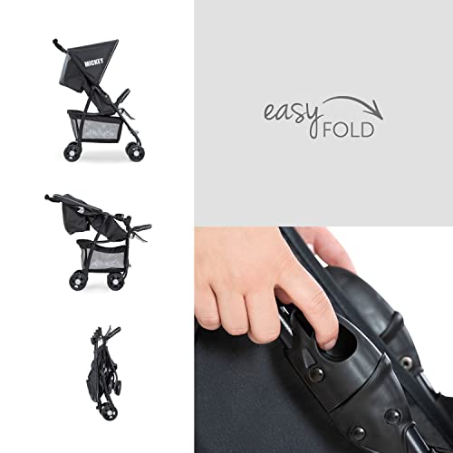 hauck Buggy Sport, Disney Mickey Stars Schwarz - Federleichter Reisebuggy 5,9 kg - mit Liegefunktion für Kinder ab Geburt bis 15 kg - Klein Zusammenklappbar, Großer Einkaufskorb bis 3 kg