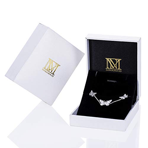 NINAMAID Butterfly Bracelets for Women Silver Bracelet Bolo Chain with Sparkling Cubic Zirconia Adjustable Womens Jewelry by NINAMAID - Used condition - Image 6