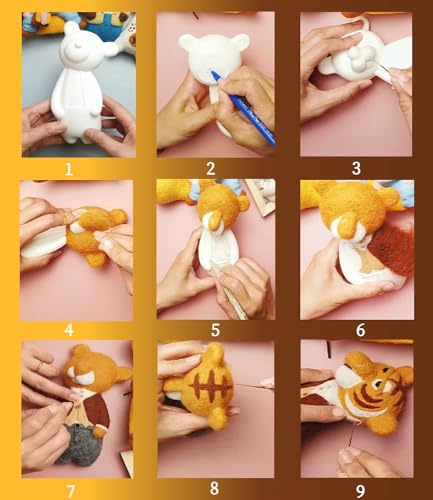 Image of blusoey Felting Kit, Needle Felting Kit for Advanced Users, Animal Wool Felt, DIY Material Kit, Wool Felt Doll with DIY Instructions, DIY Craft Animal Decoration
