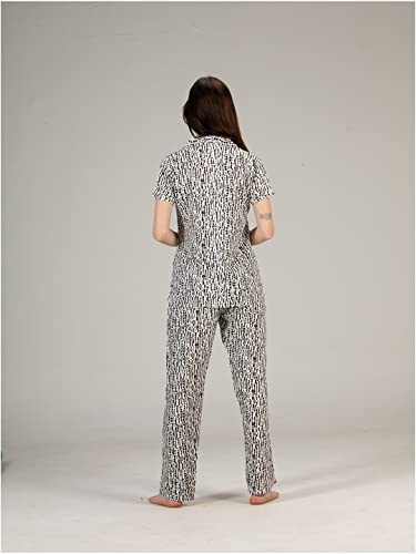 Image of Evolove Women's Polyester Half Sleeves Collared Night Suit Set /Top Pyjama Set Super Soft Comfortable (Nightsuit-Collar-HS-2)