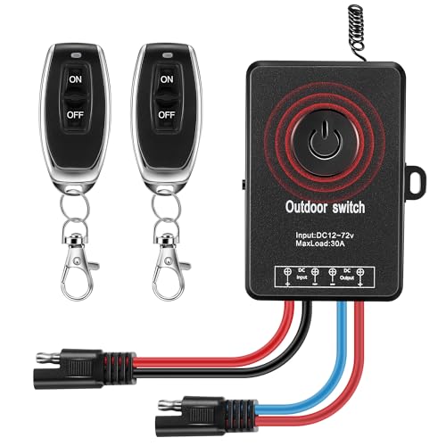 Wireless 12V Remote Control Switch with SAE Connector 328Ft Long Range 30A Waterproof Remote Switch for Outdoor Light Sprayer Pumps ATV RV LED Lights DIY Easy Installation & Responsive Control