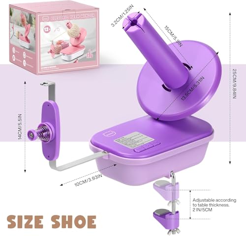 Image of MIAOKE Electric Yarn Ball Winder, High Speed Three Gears Adjustable 4-10oz Large Automatic Winder for Crocheting, Convenient and Easy to Use, Good Helper for Knitting Enthusiast-Charm Purple