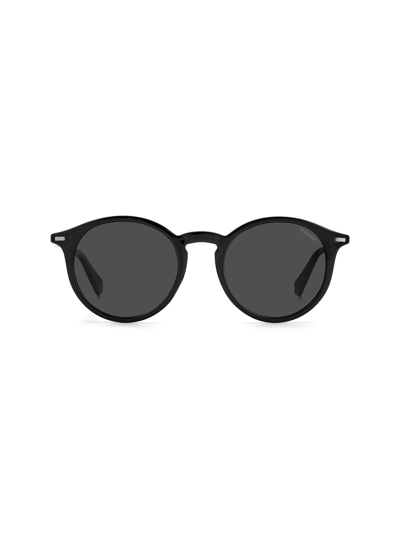 Polaroid Unisex Round Black Grey Polarized Sunglasses