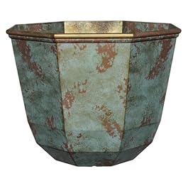 Classic Home and Garden Shaina Planting Pots – Lightweight Indoor & Outdoor Plant Pots – UV-Resistant Resin Flower Pots – Pot Planters for Flowers & Herbs (15” Patina Copper)