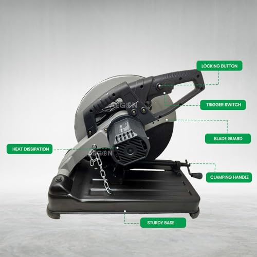 Image of AEGON ACM14 Cut Off Machine /Chop Saw 14-inch, 2400W, 3800 Rpm with Locking Chain & Variable Speed Control For Cutting Metal, Steel Pipe, TMT, Rebars, PVC Channels and Angles Metal Cutter