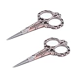 BIHRTC Pack of 2 Vintage European Style Copper Plum Blossom Scissors for Embroidery, Sewing, Craft, Art Work & Everyday Use