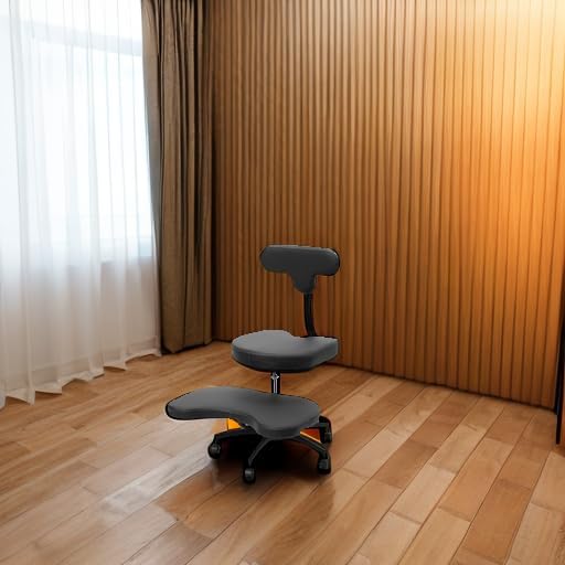 Miniatura 6 de VIVO Silla de oficina móvil con patas cruzadas con soporte trasero para yoga meditación ADHD, altura ajustable, negro, CHAIR-CL02B