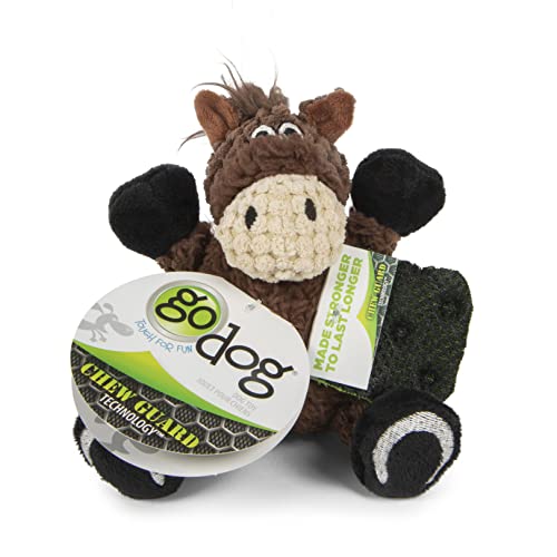 Image of goDog Checkers Just for Me Sitting Horse Squeaky Plush Dog Toy, Chew Guard Technology - Brown, Mini