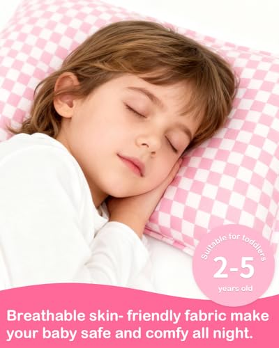 Image of ALVABABY Toddler Pillowcases 2 Pack Organic Cotton Fit 13 inchx 18 inch or 14 inchx19 inch Kids Pillow Cover Envelope for Girl Boy Travel(Pillowcase Only)