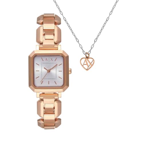 Armani Exchange Orologio da donna, Quarzo Movimento a tre lancette e cassa da 27 mm con cinturino in acciaio inossidabile