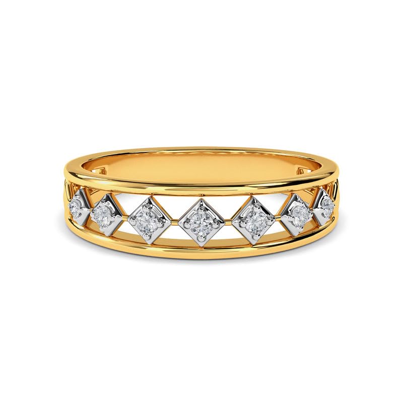 Image of KISNA 14k / 18k Real Gold & Diamond Ring | Diwali, Rakhi Rakshabandhan Gift for Sister /Bhabhi /Women | With Certificate of Authenticity & BIS-Hallmarked Gold Jewellery | Erika Diamond Ring For Her