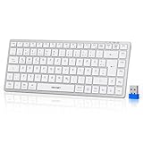 TECKNET Bluetooth Tastatur Kabellos Funktastatur - Freies Wechseln Zwischen 4 Geräten (2,4G+BT), Wiederaufladbare Kabellose Tastatur, Deutsches Layout QWERTZ Ultraslim für PC, Laptop, Tablet, Smart-TV