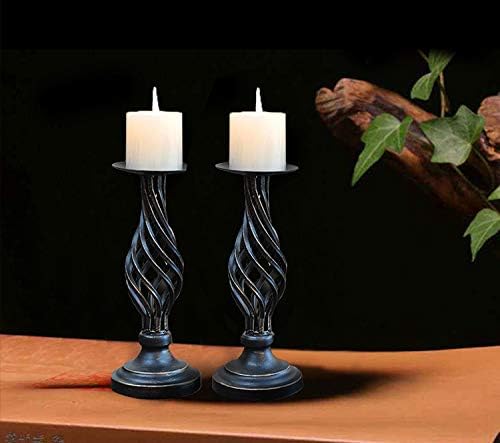 Nuptio Candle Holders for Pillar Candles: Black Candlestick Holder Retro Metal Candle Stand, Christmas Halloween Table Centrepiece Mantel Home Living Room Party Wedding Decorations, 2 Pieces(29cm)