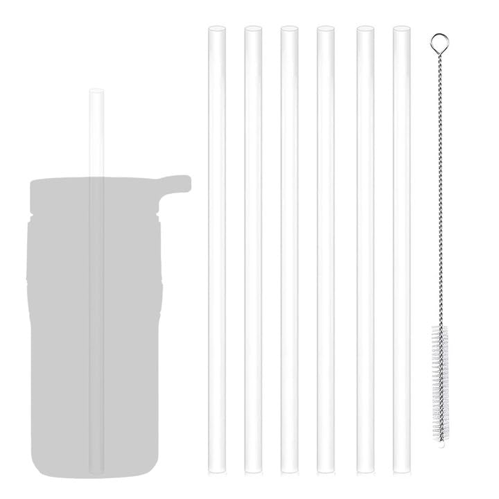 6PCS Cup Straw Compatible with Stanley - Easy to Clean Transparent Reusable Replacement Straws for Water Bottles Compatible with 30oz/40oz Stanley Cup 12in/30cm Length Includes Cleaning Brush