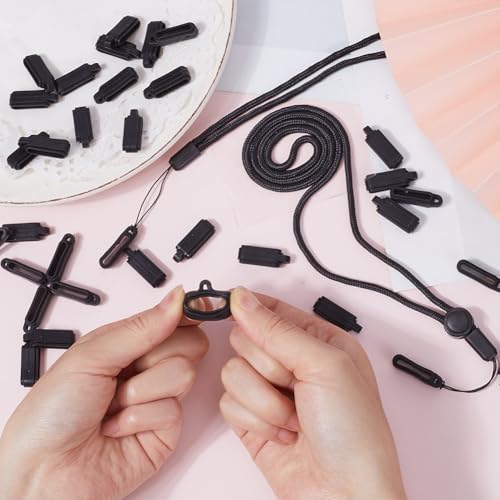CRASPIRE 65Pcs Anti-Lost Lanyard Set including 60pcs 19mm Silicone Rubber Rings 5Pcs Adjustable Lanyards Strap Pendant Necklace Fixing Holder Soft Protective Replacement Pen Case Multipurpose Keychain - Image 3