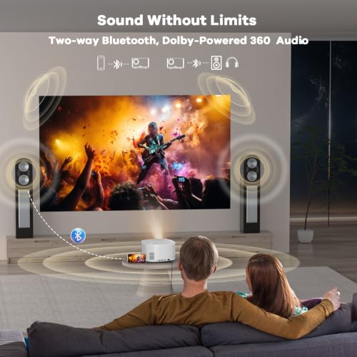 Image of Outdoor-Projector-4K with WiFi and Bluetooth:[3500 Bright /60W Dolby Audio /Official Licensed Apps],Smart-Projector with AI Auto Focus, ONOAYO ONO5Pro 2.0 Movie Projector for Indoor /Outdoor 2026(White)
