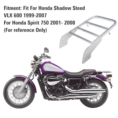 Newsmarts Motorcycle Chrome Sissy Bar Luggage Rack Bracket Fit for Honda Shadow Steed VLX 600 1999-2007 Spirit 750 2001-2008