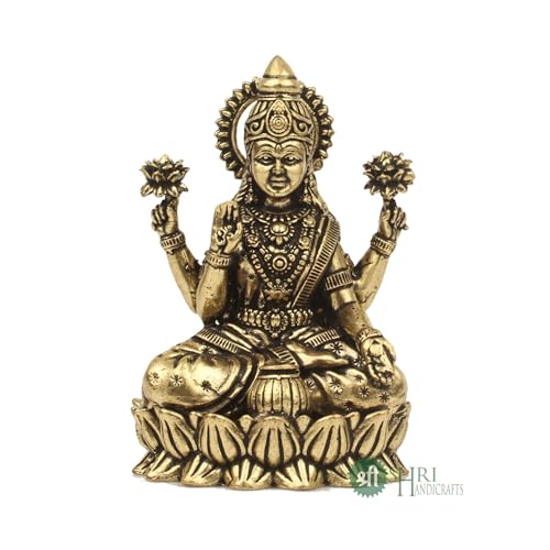 Image of INDICAST Handcrafted Brass Goddess Laxmi Statue for Home Temple | 3 inch Maa Lakshmi Figurine Idol Murti Sacred Symbol of Wealth | Perfect for Rituals & Gifting (Weight 100gm)