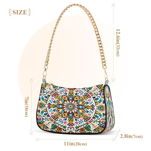 Shoulder Bag for Women Mexican Colorful Pattern Tote Handbag Crossbody Bag with Zipper Closure3