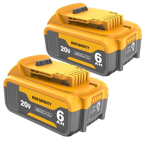 Image of DKSIDKN 2Pack 6 Ah Battery Compatible with Dewalt 20V Max Battery Replacement for DCB206 DCB-205 DCD/DCF/DCG/DCS Apply to Cordless Tools(Not Made in Dewalt)