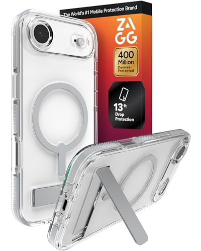 Image of ZAGG Santa Cruz Snap Case with Kickstand for iPhone Air - Silver, Drop Protection (13ft /4m), MagSafe Charging Compatible, ClearGuard Anti-Yellowing Technology, Scratch Resistant Phone Case
