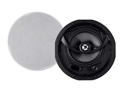 Image of Monoprice Alpha 2-Way Ceiling Speakers - 6.5 Inch (Pair) Carbon Fiber, Paintable Magnetic Grille, Louder with Less Power,BLACK /WHITE