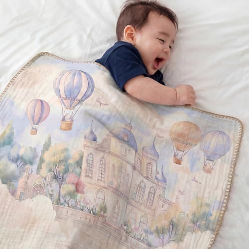 Image of haus & kinder Muslin Blanket for New Born Baby, Soft Breathable Baby Blankets Newborn, Baby Blanket for 0-2 Years, Baby Blanket for Crib Nursery & Stroller, New Born Baby Essentials | Floatopia