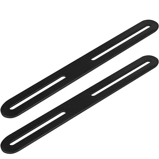 WELWIK 2pcs Adjustable Black Flat Mending Plate Support with Slot Hole, Straight Slideable Bracket for Wood Furniture, Timber, DIY Workbench, Small