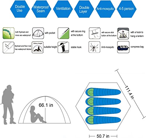 Shinhye Camping Tent - 2/3/4/5 Person Instant Tent Waterproof And Uv Resistant Quick Setup Pop Up Tents For Camping,Double Layer Flysheet Can Be Used As Pop Up Sun Shade #TOP7