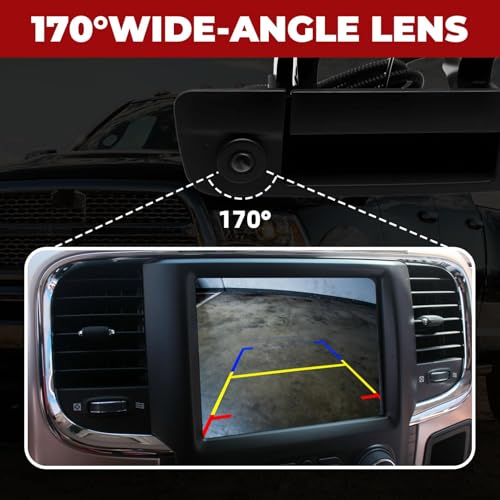 Image of Nakkaa Tailgate Handle Backup Camera Compatible with Ram 1500 2500 3500 2009-2017 Rear View Camera 68197873AA 68084284AB