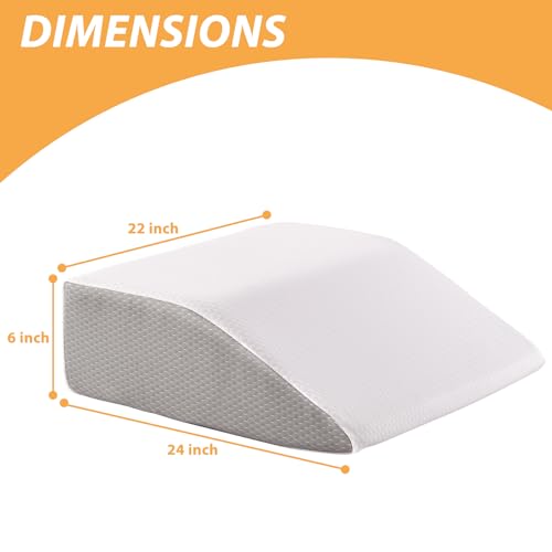 Image of Bedluxe Leg Elevation Pillows, Leg Pillows for Sleeping, Cooling Gel Memory Foam Top, Wedge Pillow for Legs, Leg Wedges for Circulation, Swelling, After Surgery - Removable Cover (6 Inch, White /Grey)
