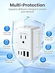 Universal Travel Adapter International Power Plug Adaptor 220V-110V Voltage Converter for Hair Dryer with USB-C Ports USB-A Ports Multi AC Outlet for EU UK AU 200+ Countries