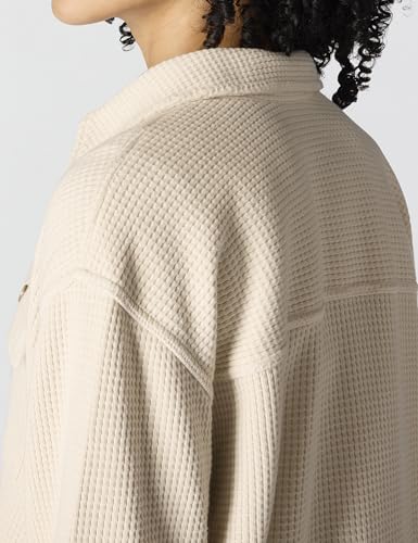 Carhartt Women's Oversized-Fit Heavyweight Waffle Knit Shirt, Oat Milk, Large - image 6