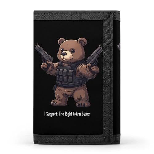 I Support The Right to Arm Bears Trifold Wallet Slim Credit Card Holder Minimalist Front Pocket Money Clip for Women Men
