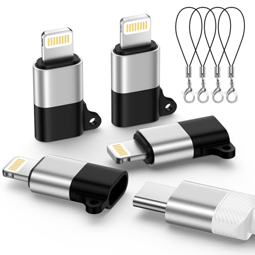 4 Pack [Apple MFi Certified] USB C to Lightning Adapter for iPhone 14 13 12 11 X XR XS SE 8 7 6 5 AirPods Lightning to USB Type C Adapter Cable Adaptor PD Fast Charging & Data Sync NOT for Audio/OTG
