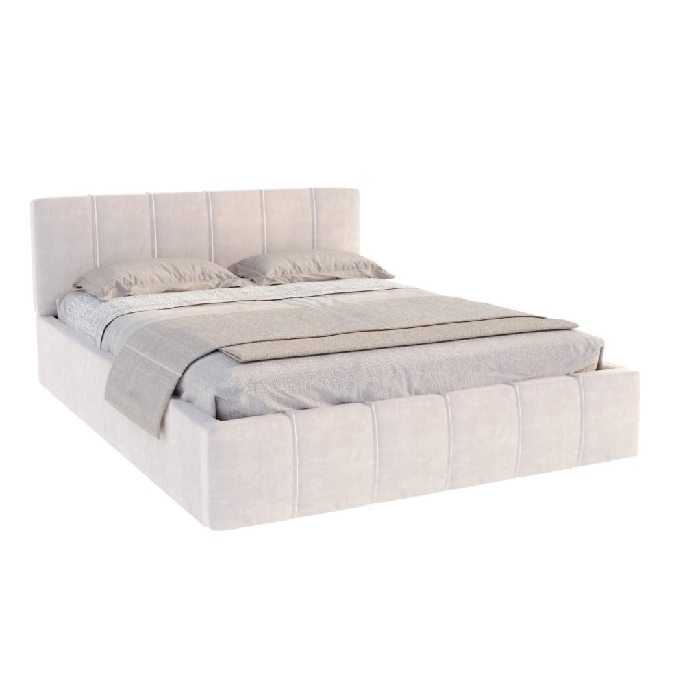 Lit coffre ATLANTA 160 x 200 cm avec sommier à lattes relevable Beige