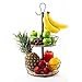 VESTAhome Frutero de 2 pisos – Frutero para más espacio en la encimera – Frutero pisos – Cesta de fruta decorativa con ganchos para plátanos