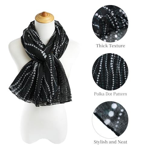 E-Clover Fashion Vintage Polka Dot Scarf for Women Lightweight Scarves Shawl Wrap Sheer Scarf2