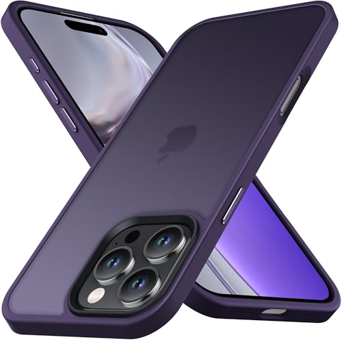 Coque iPhone 16 Pro violet foncé Anqrp en silicone mat avec boutons aluminium