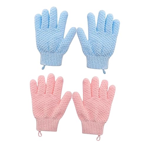 Healeved 4 Piezas guantes de baño Eliminación neto guante exfoliante agente de mudanzas fregar exfoliating gloves manopla baño gorro de ducha protector guante de baño poliéster