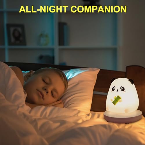 twirush LED Children Night Light, Cute Panda Night Light Silicone Panda Nightlight with Touch Sensor - Image 4