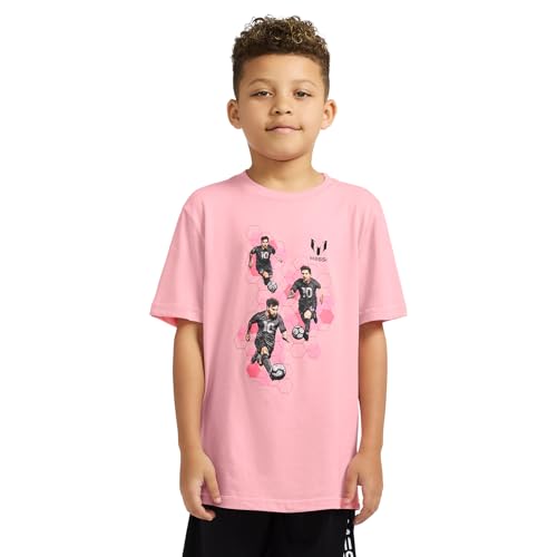 Image of Messi Boys' Lifestyle Short Sleeve T-Shirt, Slim-fit Graphic Tee, Cotton Blend Fabric