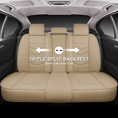 Blingbear Full Coverage Leather Car Seat Covers 5 Seats Universal Fit For Most Cars Trucks And Suvs With Waterproof Leatherette In Automotive Seat Cover Accessories (Beige) #TOP3