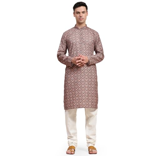 SKAVIJ Men’s Embroidered Sequined Kurta with Pajama 2-Piece Set