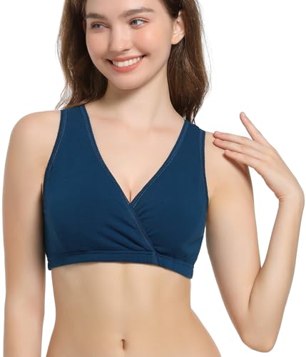 Image of CAKYE 3 Pack Maternity Nursing Sleep Bra Breastfeeding Cotton Bralette