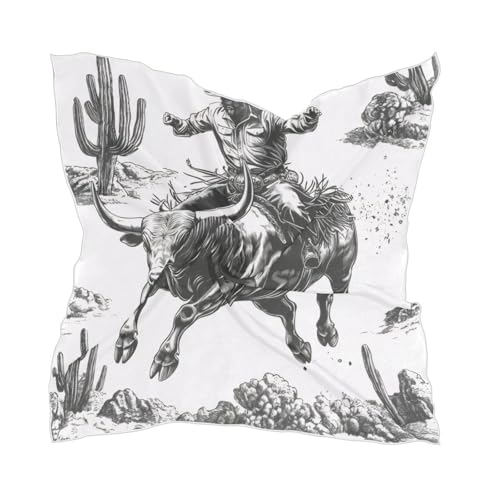 Rodeo Cowboys Silk Scarf Women's Fashion Square Satin Headscarf Neck Scarf Head Hair Wraps 23.6 Inches