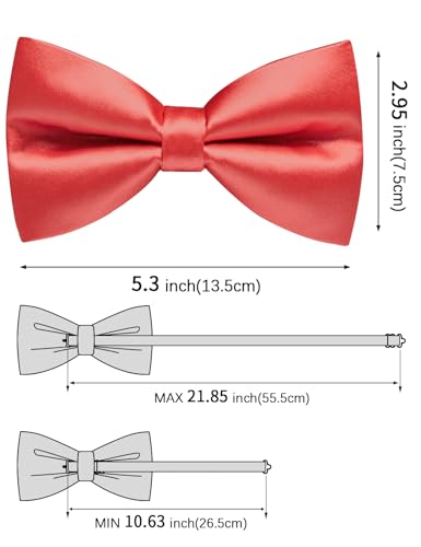 Image of Solid Color Bow Ties for Men Silk Pre-tied Tuxedo Bowtie Set 4PCS