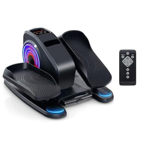 KOMFOTTEU Mini Elíptica Eléctrica, Pedaleador Elíptico con Pantalla y Mando a Distancia, Pedaleador Eléctrico con 5 Velocidades y 3 Modos, Bicicleta Elíptica Debajo del Escritorio para Mayores